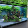 Dual Sided Aquarium Mountain Landscape Decoration