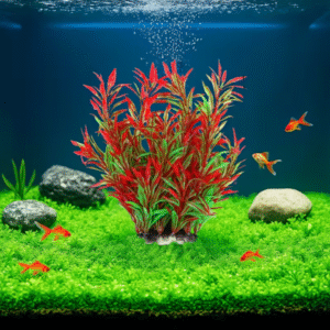 Realistic Red and Green Aquarium Plant