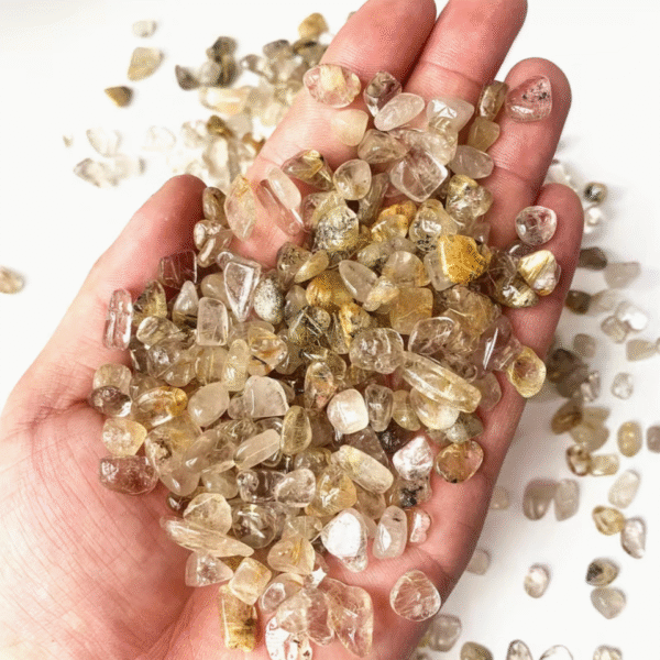 100g Natural Gold Spotted Quartz Crystal Chips