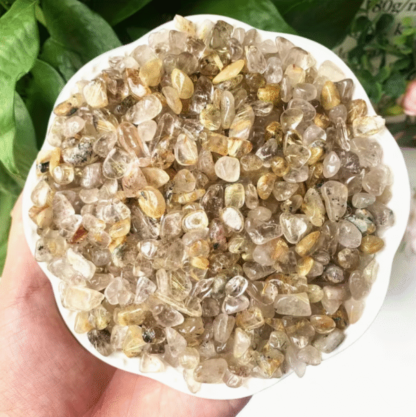 100g Natural Gold Spotted Quartz Crystal Chips
